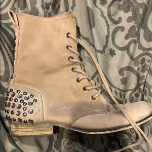 Gray combat boots